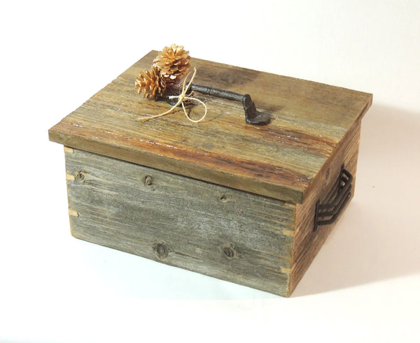 Rustic Wood Box with Metal Handles
