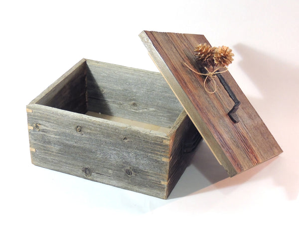 Rustic Wood Box with Metal Handles