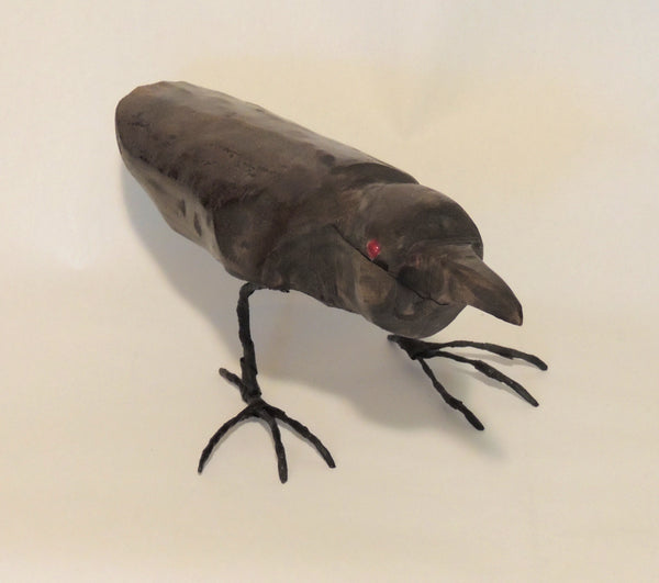Carved Wood Crow "Edgar"