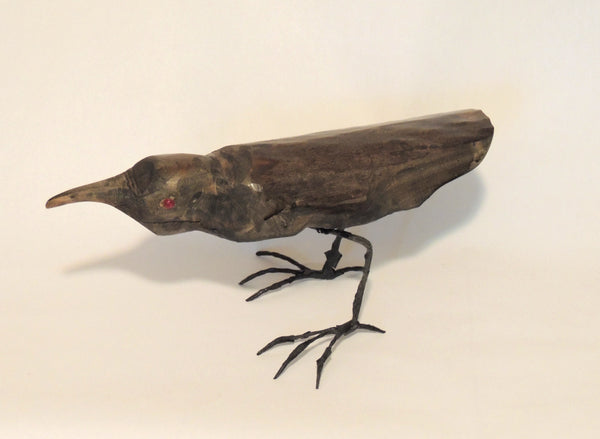 Carved Wood Crow "Edgar"