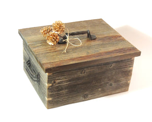 Rustic Wood Box with Metal Handles
